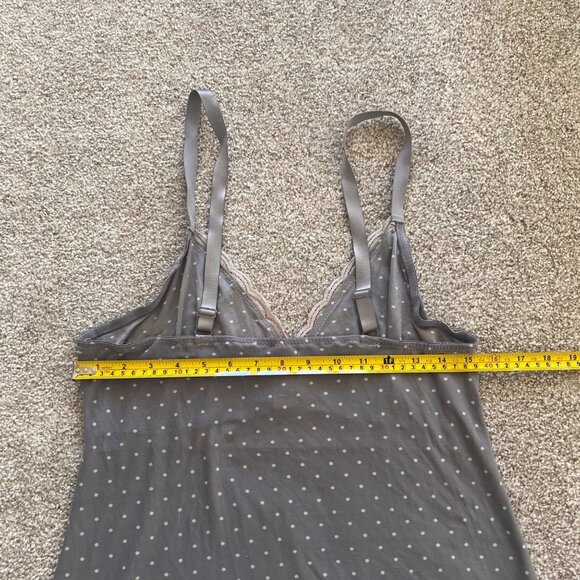 Y2K Grey Babydoll Polka Dot Lace Mini Dress / Lingerie Top XL - Picture 7 of 9